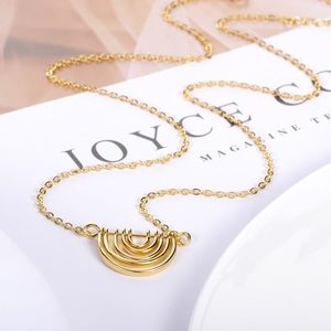 Gold multi layered half circle pendant necklace